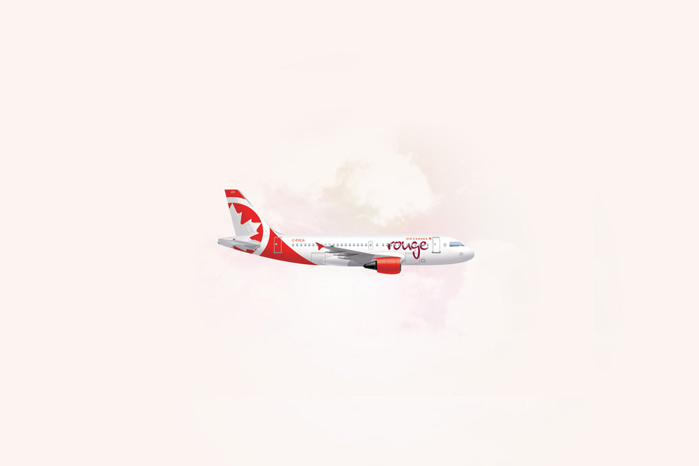 Image d’un Airbus 319 d’Air Canada Rouge.